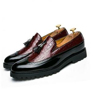 ローファースリッポン正規品ビジネスシューズ メンズ靴外羽根イギリス風革靴紳士靴 　3色　24.0～27.0cmサイズ選択可 赤系