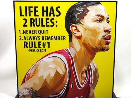 [Nouveau n° 571] Panneau Pop Art Derrick Rose NBA, Ouvrages d'art, Peinture, Portraits