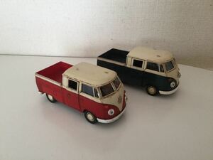 WELLY( Welly )/VW T1 DOUBLE CABIN PICK UP/ Vintage обработка миникар / Volkswagen / пикап / красный & зеленый 