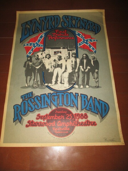 lynyrd skynyrd the rossington band ビンテージコンサートポスター (VERY RARE!! r.tuten直筆サイン入り送料込み!!)