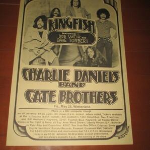 kingfish f. bob weir.. charlie daniels band cate brothers ビンテージコンサートポスター (VERY RARE!! 送料込み!!)