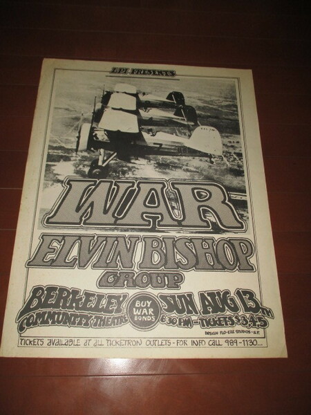 war elvin bishop ビンテージコンサートポスター (VERY RARE!! 送料込み!!)