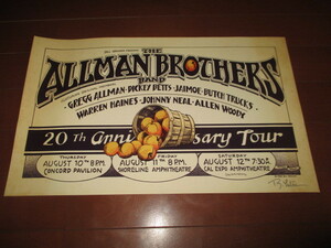 allman brothers band Vintage концерт постер (VERY RARE!! r.tuten с автографом включая доставку!!)