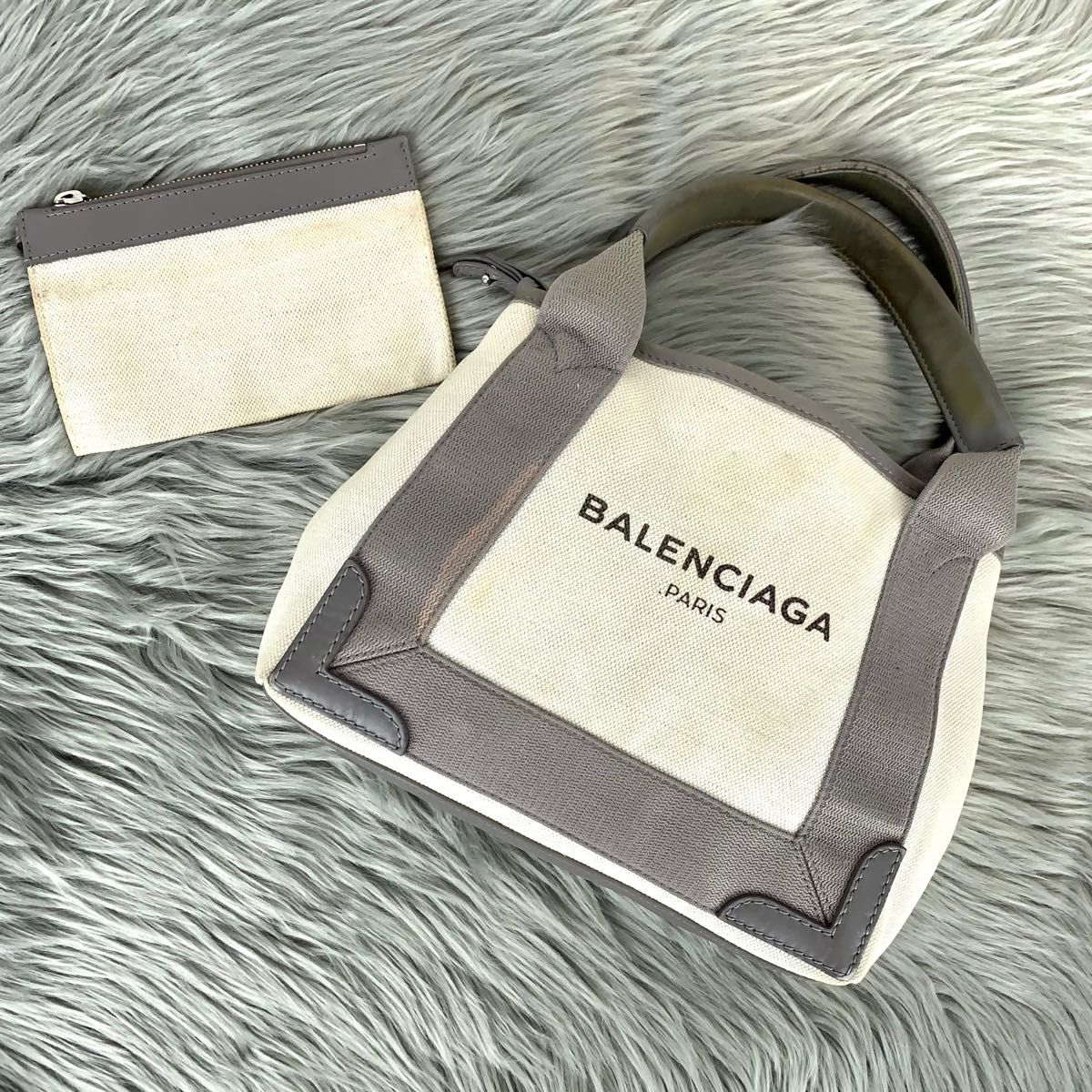 保存袋タグ付き BALENCIAGA バレンシアガ NAVY CABAS S ネイビー カバS