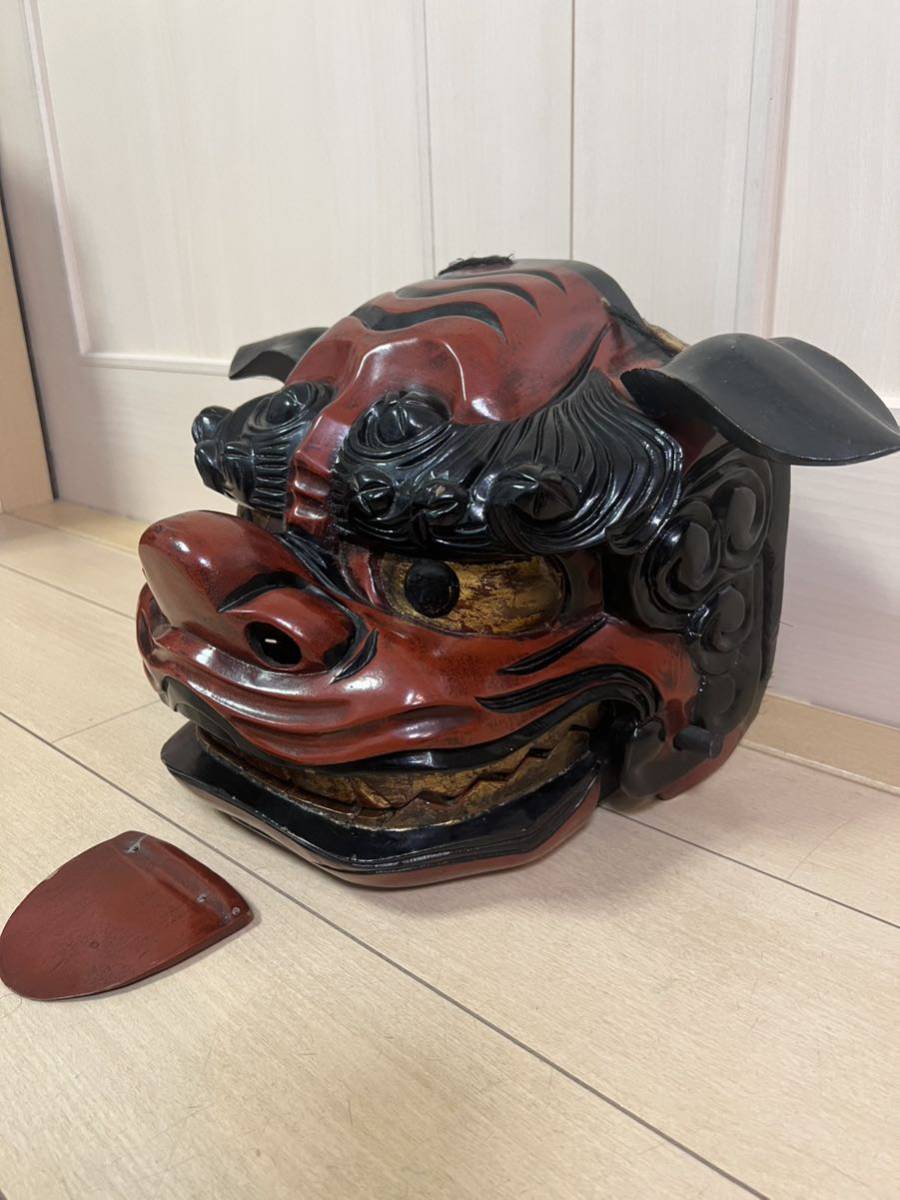 希少】木彫り獅子頭獅子舞魔除け祭り能面神楽古美術正月骨董| JChere