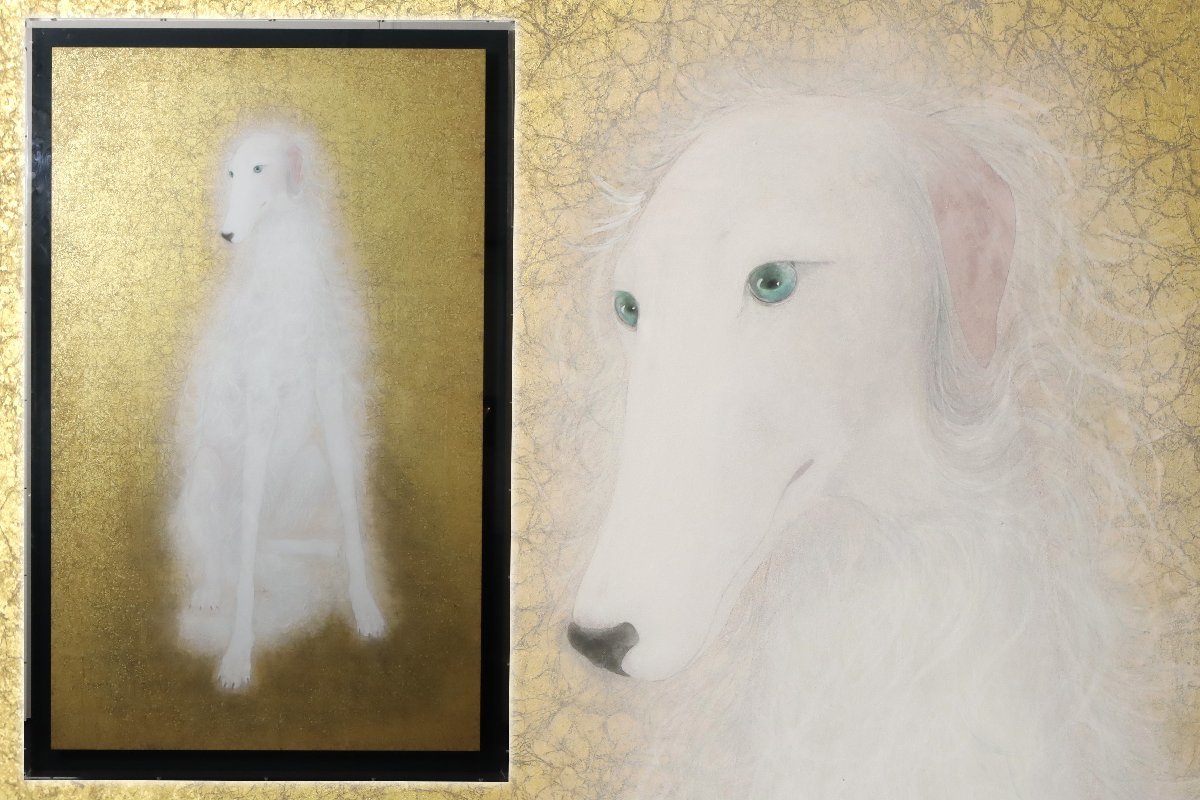 Miwako Koyama Borzoi Japanese Painting No. 80 Large Work Acrylic Framed Item / Animal Painting Featured Female Artist Dog Animal, painting, Japanese painting, flowers and birds, birds and beasts