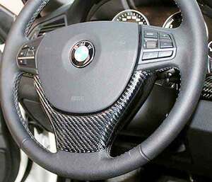 8◆BMW F01/F02/F07/F10/F11/F06/F12/F13用カーボンステアリングトリム/ハンドルカバー/UVカット/520/523/530/550/M5/640/650/M6/740/750/