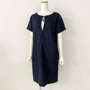 Cg2 Theory theory linen One-piece size 2 dark navy lady's dress short sleeves spring summer linen one piece dress natural made in Japan 