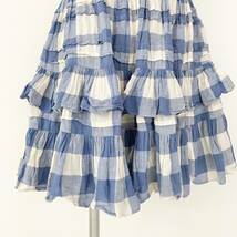 Bg2《美品》POLO RALPH LAUREN ポロラルフローレン フリルチェックスカート サイズ0 ブルー レディース 春夏 カジュアル frill check skirt_画像5