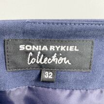 Bg26 《新品保管品》SONIA RYKIEL ソニアリキエル 膝上スカート タックスカート バックジップ 金ボタン リヨセル100% レディース 女性服 XS_画像5