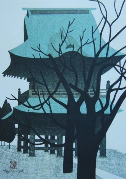 Kiyoshi Saito, Porte Kamakura (I), Une rare peinture encadrée issue d'un livre d'art, Livré avec un passe-partout personnalisé et un tout nouveau cadre japonais, En bonne condition, livraison gratuite, Peinture, Peinture à l'huile, Nature, Peinture de paysage