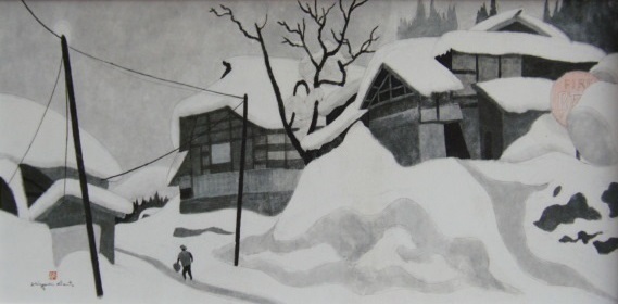 Kiyoshi Saito, Winter in Aizu, Makata, Mishima Town, Framed paintings from rare art books, Comes with a custom made mat, made in Japan, brand new and framed., Good condition, free shipping, painting, oil painting, Nature, Landscape painting