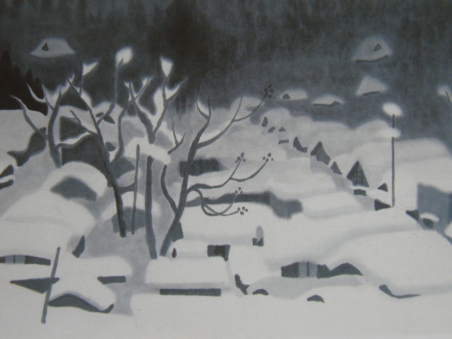 Kiyoshi Saito, Winter in Aizu, A rare framed painting from an art book, Comes with custom mat and brand new Japanese frame, In good condition, free shipping, Painting, Oil painting, Nature, Landscape painting