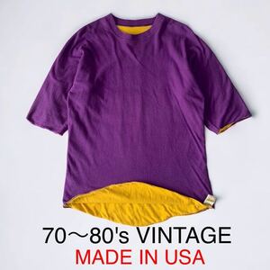 希少色 70〜80's USA製 VINTAGE RUSSELL リバーシブル Tシャツ ビンテージ アメリカ輸入 古着 ダブルフェイス 70年代 80年代 ラッセル