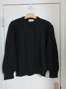 ☆美品☆KERRY WOOLLEN MILLS/ケリーウーレンミルズ　Lサイズ　ネイビー　クルーネックセーター　フィッシャーマン　 メンズ　ニット