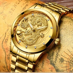 [Special] Gold Dragon Watch, мужской случайный, кварц, водостойкость