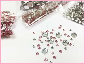  rhinestone set (07) 4 kind approximately 1800 piece 2-6mm pink & silver parts Stone hand made mail service /23ψ