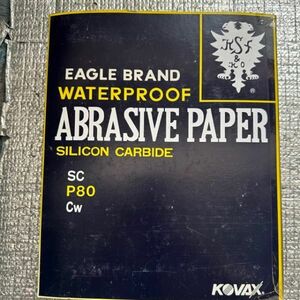 #80　耐水 ペーパー　紙やすり　KOVAX　コバックス　鷲印耐水研磨紙　SC　P80　Cw　100枚　230×280　形状1001　No.1352