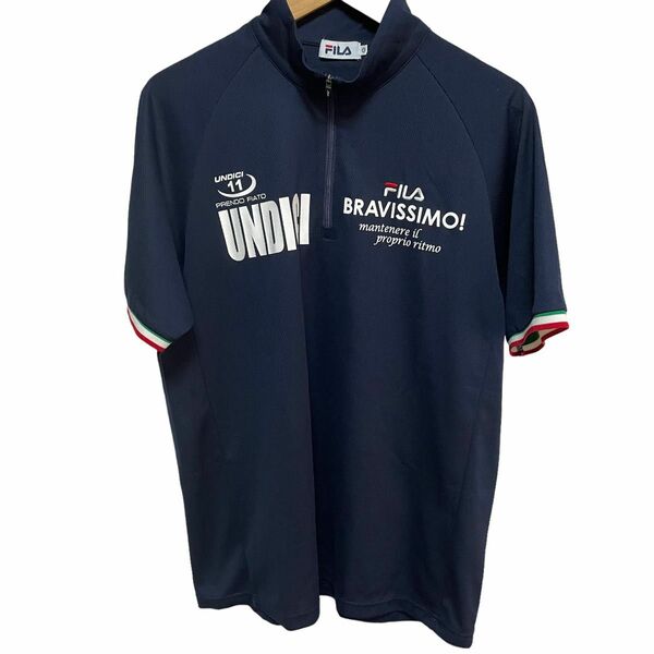 【古着】フィラ　FILA ハーフジップ　 半袖　ポロシャツ　ゴルフ　 トレーニングウェア　tシャツ