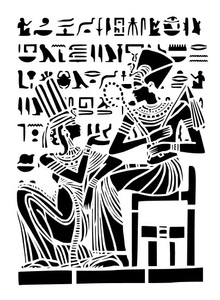 切り絵 エジプト カップル図, 美術品, 絵画, はり絵、きり絵