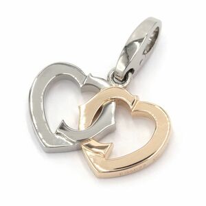  Cartier double Heart charm K18WG K18PG new goods finish settled white gold pink gold pendant top metal 5.1g used free shipping 