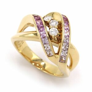 Общая сумма гена 1,01CT 1,01CT Pink Sapphiring № 13 K18YG Diamond New Готово изготовленное золото.