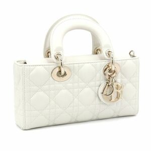 Кристиан Dior Lady D-Joy маленькая сумка M0613Onge_m030 Белая сумочка с ягнят