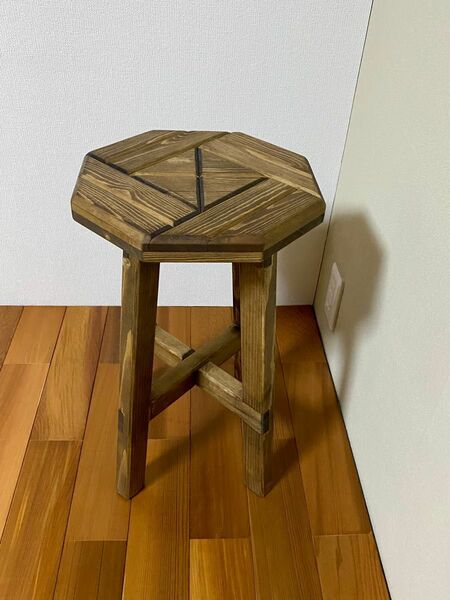 木製スツール/椅子【寄木装飾】