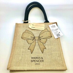 【ファン必携】Marks & Spencer LONDON マークス&スペンサー ロンドン Jute Gifting Bag 麻バッグ　新品　現品限り