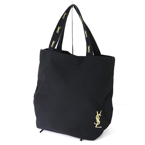 希少 美品 イヴサンローラン トートキャンバス 巾着 YSL デカロゴ レア-