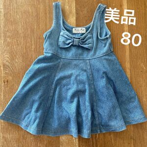 美品 デニムワンピース 子供服 子ども服 女の子 かわいい上品 半袖 長袖 夏服 冬服 サイズ80