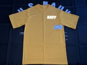  new goods unused tag attaching MADE IN USA US NAVY ATHLETES DRI T-SHIRT SMALL yellow 