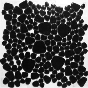 5シートset 玉石 レトロ ブラック ブライト　:検 黒 モザイクタイル 床 壁 外装 風呂 キッチン ビンテージ レトロ アトリエ アンティーク