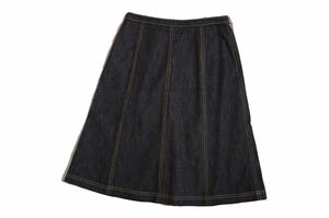  so-so beautiful goods.49AV. Junko Shimada knee under height pcs shape black Denim skirt 38/9 number 2 point and more successful bid free shipping!