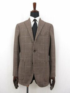 HH超美品【ボリオリ BOGLIOLI】N2902J ｋ.JACKET 3ボタン段返り 千鳥柄 アンコンジャケット (メンズ) size46 ブラウン系 伊製 ●17MJ7630●