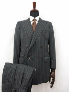 HH super-beauty goods [ZERBINOze ruby no] wool double 6 button tailored suit ( men's ) 46 corresponding charcoal gray series stripe pattern *28RMS5734