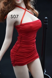 SALE 3色 アクションフィギュア 衣装 女性用 ボディコン プリーツ ミニスカート 1/6 タイトフィット ワンピース 12インチ 大きな胸 E547