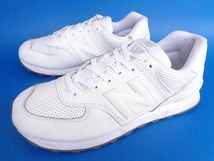 12790■美品 NEWBALANCE ML574SNQ ニューバランス 白 ホワイト レザー パンチング 10.5D 28.5 576 996 574_画像1