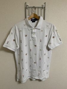 ［Polo by Ralph Lauren］ポロラルフローレン ポロシャツ　半袖　白系　柄　M Y1243