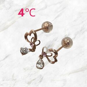 美品☆4℃★K10PG ハートピアス