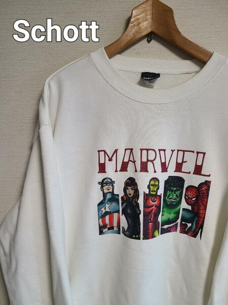 ショット Schott MARVEL スウェット トレーナー 長袖 プルオーバー