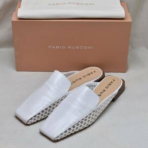 FabioRusconi fabio rusko-ni see-through Flat mules BIANCO S-6103 40 26cm corresponding unused goods Italy made 