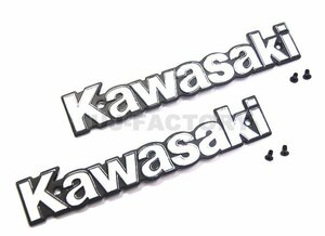 【MAD MAX】★KAWASAKIエンブレム (O91-2204)★初期型 ネジピッチ 122mm★カワサキ・ホワイト 左右 2枚セット