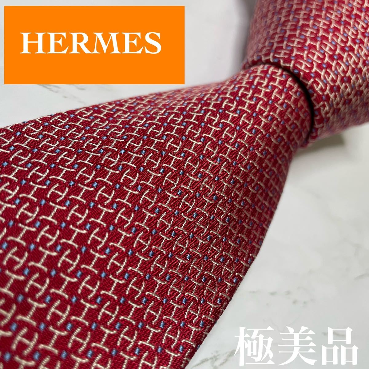 ✨極美品✨ 現行 人気 HERMES ネクタイ シルク100% ファソネH 刺繍-