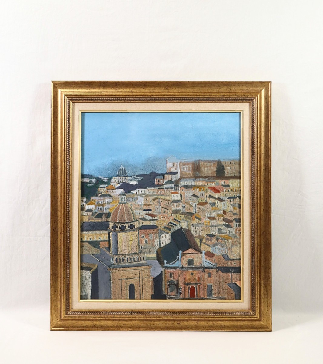 Genuine work by Haruyoshi Tada Oil painting Sicily Ragsaibla Size F10 Born in Tokyo Honorary member of the International Artists Friendship Association Italy, Drawing the old town including the Cathedral of Ibla 7724, Painting, Oil painting, Nature, Landscape painting