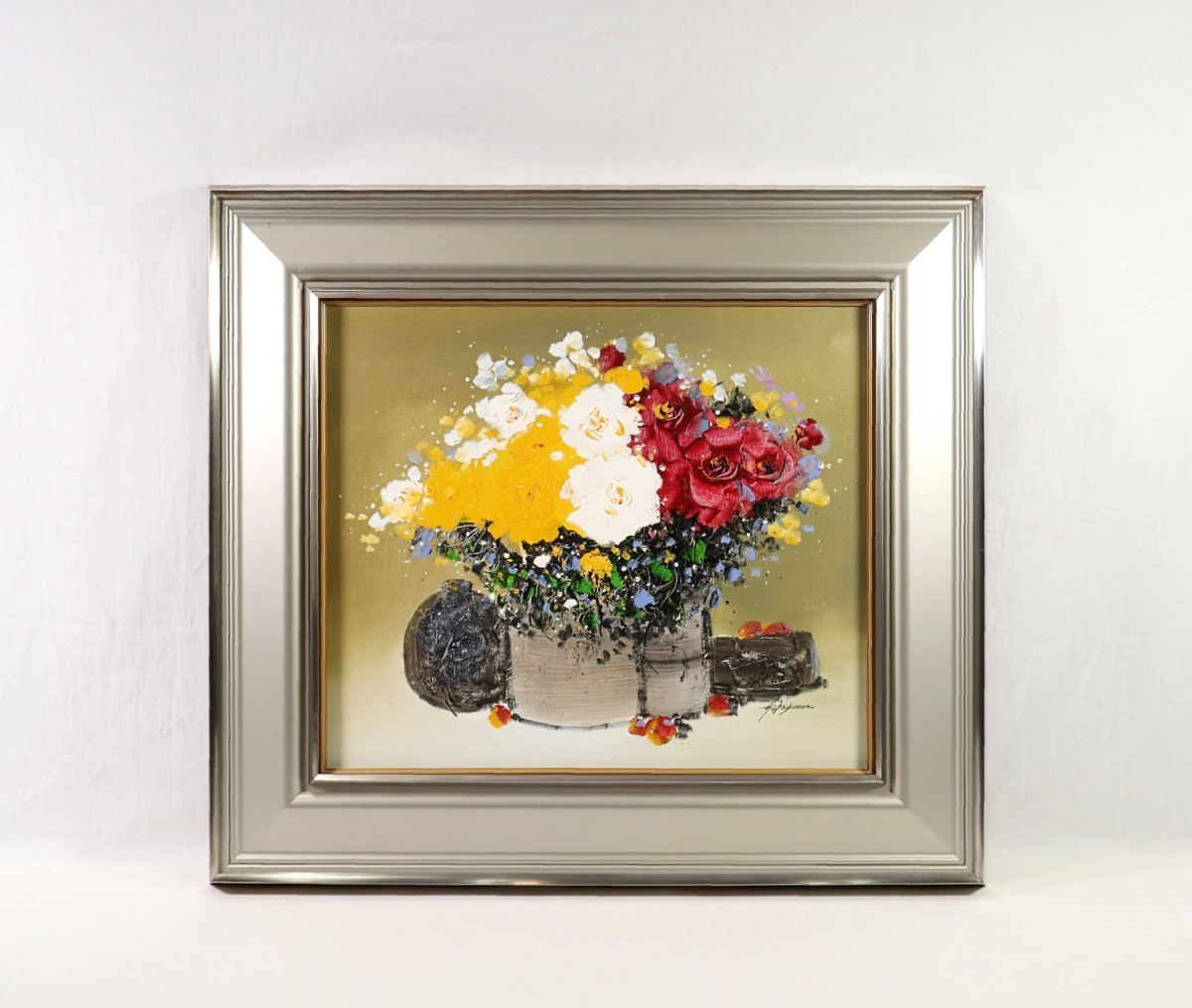 絵画油彩 花 真作保証