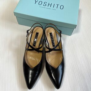 YOSHITO パンプス　ミュール　黒　ブラック　5cmヒール　24cm