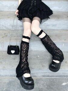  race leg warmers Gothic and Lolita cosplay black 