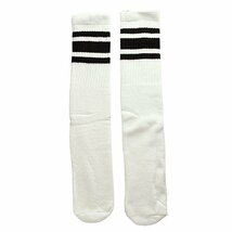 SkaterSocks (スケーターソックス) ロングソックス 靴下 Knee high White tube socks with Black stripes style 3 (22インチ)_画像1