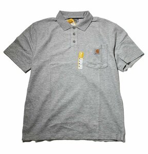 Carhartt (カーハート) US ポロシャツ 半袖 (K570) Contractor's Work Pocket Polo Heather Grey ヘザーグレー (XL)